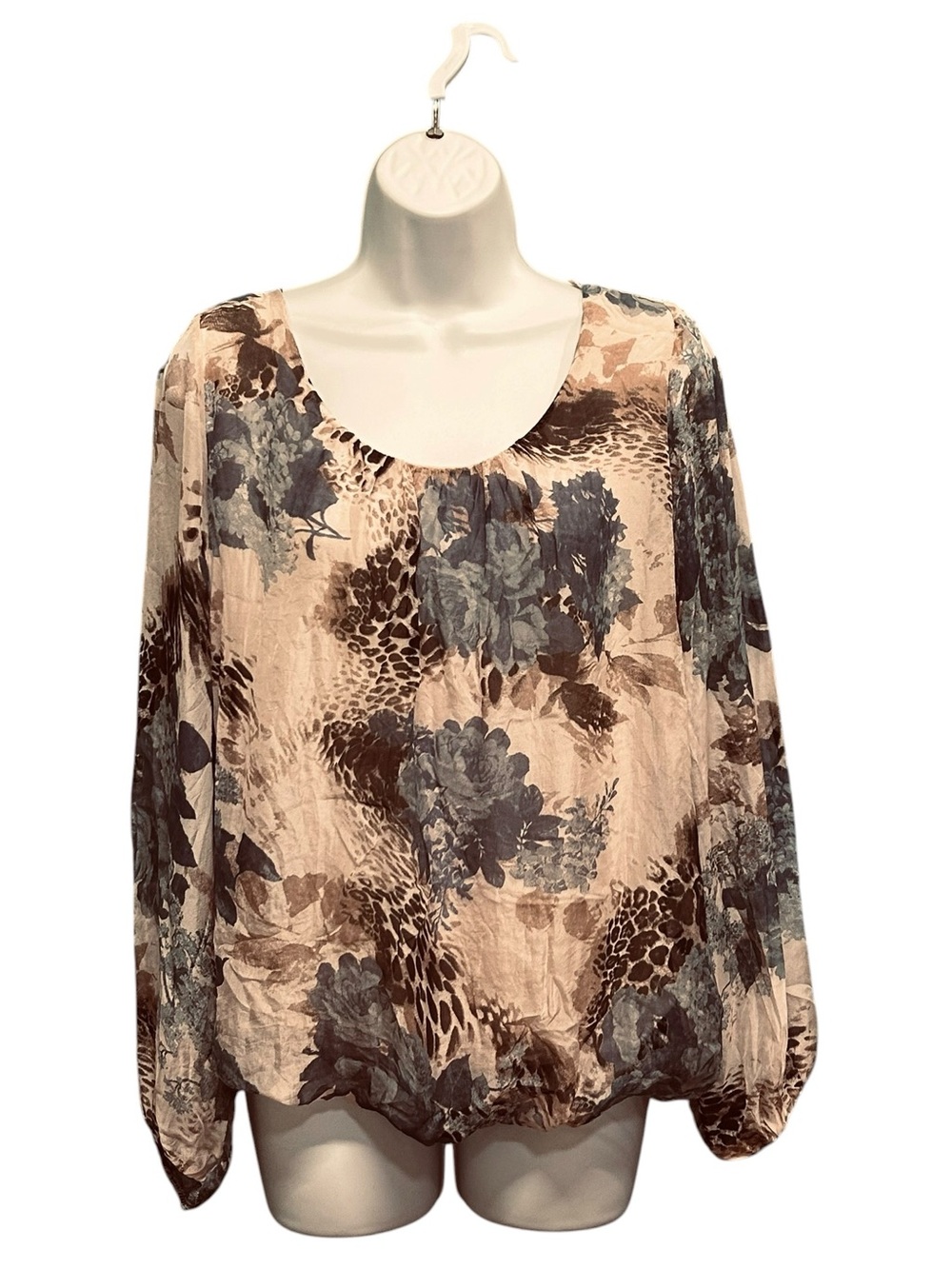 endenze Made in Italy Silk Lace Blouse Lined Size S Ivory Cream